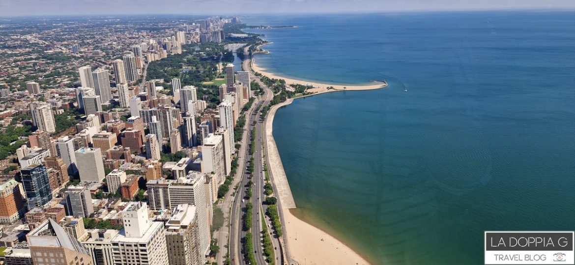 chicago vista dall'alto della torre hancock center